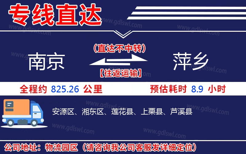 南京到萍鄉物流公司