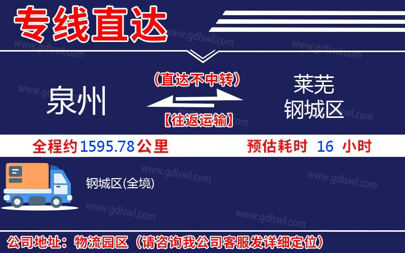 泉州到萊蕪鋼城區(qū)物流公司