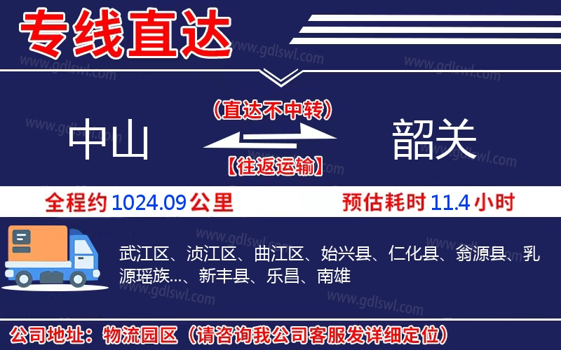 中山到韶關物流公司
